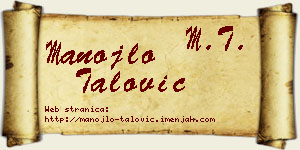 Manojlo Talović vizit kartica